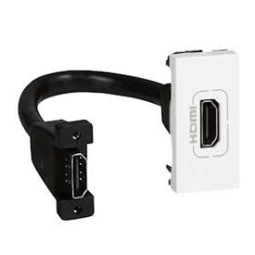 Prise HDMI Type-A version 2.0 préconnectorisée Mosaic 1 module - blanc|Legrand-LEG078778