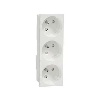 Unica - prise triple 2P+T - FR - 45DEG - Blanc - méca seul|Schneider Electric-SCHNU307918
