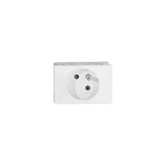 Prise TerCia 2 pôles + terre simple spécial goulotte blanche|Iboco-IBOB45010