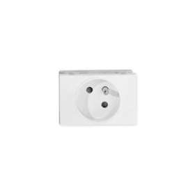 Prise TerCia 2 pôles + terre simple spécial goulotte blanche|Iboco-IBOB45010