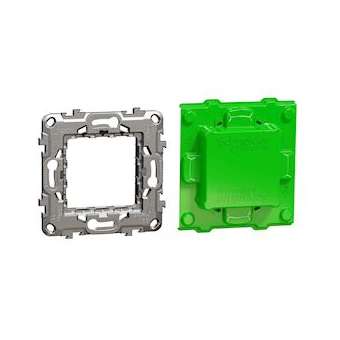 Unica - support de fixation 2 modules avec protection de chantier - zamac|Schneider Electric-SCHNU7002C