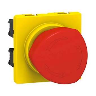 Poussoir coup de poing d'arrêt d'urgence Mosaic -1/4 de tour -2 mod -rouge/jaune|Legrand-LEG076602