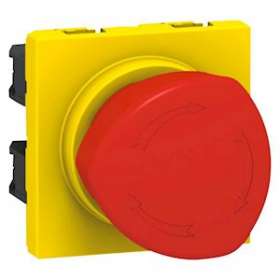Poussoir coup de poing d'arrêt d'urgence Mosaic -1/4 de tour -2 mod -rouge/jaune|Legrand-LEG076602