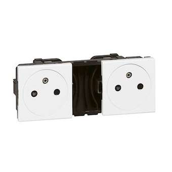 Double prise de courant 2P+T Surface précâblées Mosaic 2x2 modules - blanc|Legrand-LEG077134