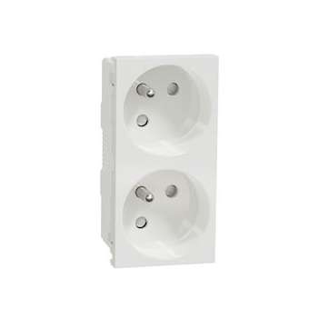 Unica - prise double 2P+T - FR - 45DEG - goul - connex rapide - Blanc - méca seu|Schneider Electric-SCHNU306918T