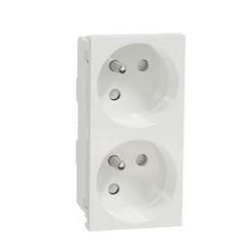 Unica - prise double 2P+T - FR - 45DEG - goul - connex rapide - Blanc - méca seu|Schneider Electric-SCHNU306918T