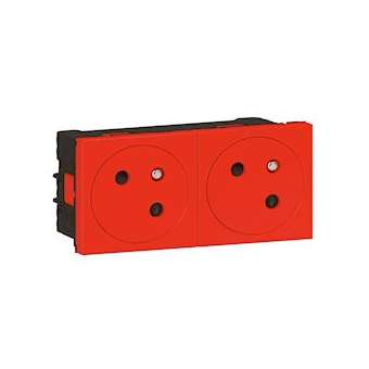 Prise 2x2P+T Surface Mosaic Link à raccordement latéral 4 modules - rouge|Legrand-LEG077172L