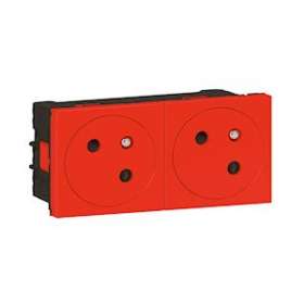 Prise 2x2P+T Surface Mosaic Link à raccordement latéral 4 modules - rouge|Legrand-LEG077172L