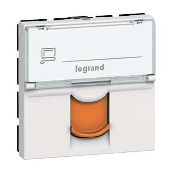 Prise RJ45 catégorie6 FTP avec volet orange Mosaic 2 modules - blanc|Legrand-LEG076523