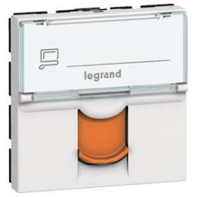 Prise RJ45 catégorie6 FTP avec volet orange Mosaic 2 modules - blanc|Legrand-LEG076523
