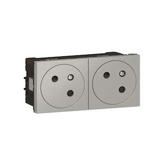 Prise 2x2P+T Surface Mosaic Link à raccordement latéral 4 modules - alu|Legrand-LEG079272L