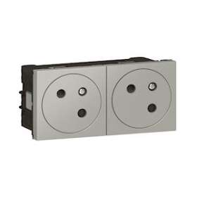 Prise 2x2P+T Surface Mosaic Link à raccordement latéral 4 modules - alu|Legrand-LEG079272L