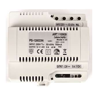 Alimentation secteur 230vac/12vcc 5a,fixation din et à vis 6 modules|Aiphone-AIPPS1250DIN