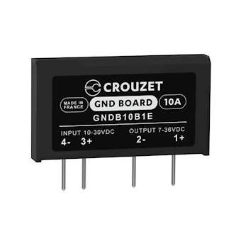 SSR, GND Board, PCB Mounting, 10A OUT 7-36 VDC, IN 10-30 VDC, DC Switching|Crouzet-CRTGNDB10B1E