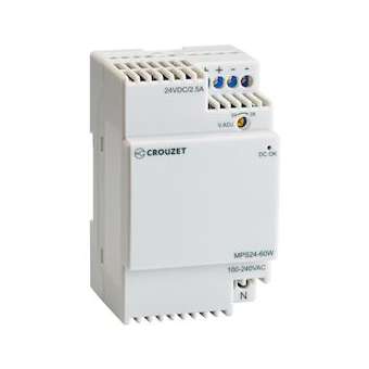 Modular Power Supply 60W, 100-240 Vac/24 Vdc, 2.5 A|Crouzet-CRT89451006