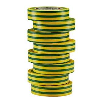 Ruban d'isolation et repérage électrique 15 mm x 10 m x 0.15 mm jaune/vert (x 8)|Bizline-BIZ350017