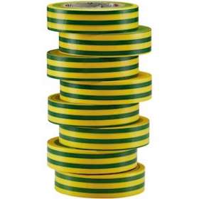 Ruban d'isolation et repérage électrique 15 mm x 10 m x 0.15 mm jaune/vert (x 8)|Bizline-BIZ350017