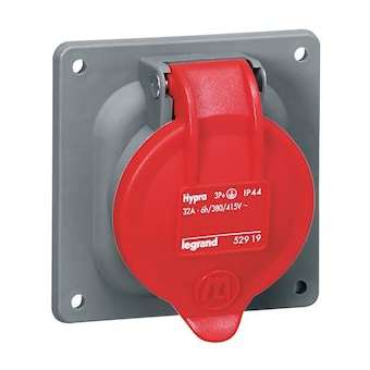 Prise à entraxes unifiés fixe Hypra IP44 32A - 380V~ à 415V~ - 3P+T - plastique|Legrand-LEG052919