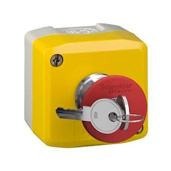 Harmony XAL - boite jaune arrêt urgence rouge - pouss tourner à clé - 1O - D40|Schneider Electric-SCHXALK188
