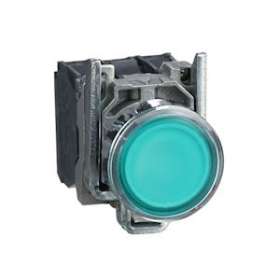 Harmony XB4 - poussoir lumineux LED - 1F+1O - vert - D22 - 24VACDC|Schneider Electric-SCHXB4BW33B5