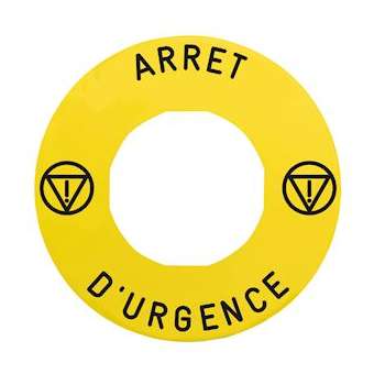 Harmony étiquette circulaire D60mm jaune logo EN13850 ARRET D URGENCE pr ZBZ360|Schneider Electric-SCHZBY9130T