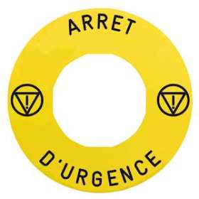 Harmony étiquette circulaire D60mm jaune logo EN13850 ARRET D URGENCE pr ZBZ360|Schneider Electric-SCHZBY9130T
