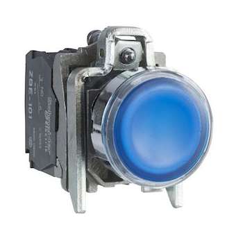 Harmony XB4 - poussoir lumineux LED - 1F+1O - bleu - D22 - 24VACDC|Schneider Electric-SCHXB4BW36B5