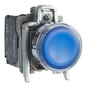 Harmony XB4 - poussoir lumineux LED - 1F+1O - bleu - D22 - 24VACDC|Schneider Electric-SCHXB4BW36B5