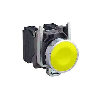 Harmony XB4 - bouton poussoir à impulsion - D22 - jaune - 1F - vis étrier|Schneider Electric-SCHXB4BA51