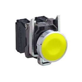 Harmony XB4 - bouton poussoir à impulsion - D22 - jaune - 1F - vis étrier|Schneider Electric-SCHXB4BA51