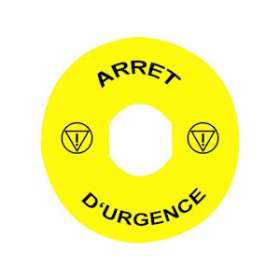 Harmony étiquette circulaire D90mm jaune - logo EN13850 - ARRET D'URGENCE|Schneider Electric-SCHZBY8130