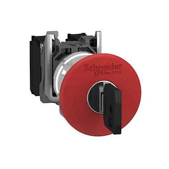 Harmony XB4 - bouton arrêt urgence - D40 - à clé 455 - rouge - 1O+1F - vis|Schneider Electric-SCHXB4BS9445