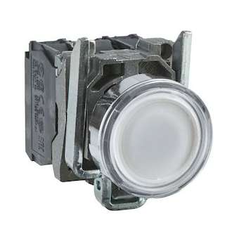 Harmony XB4 - poussoir lumineux LED - 1F+1O - blanc - D22 - 24VACDC|Schneider Electric-SCHXB4BW31B5