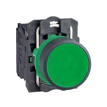 Harmony XB5 - bouton poussoir à impulsion - D22 - vert - 1F - vis étrier|Schneider Electric-SCHXB5AA31