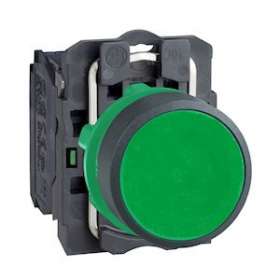 Harmony XB5 - bouton poussoir à impulsion - D22 - vert - 1F - vis étrier|Schneider Electric-SCHXB5AA31