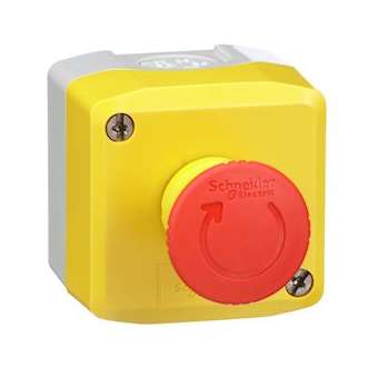Harmony - boite arrêt d'urgence jaune - bouton rouge rotation - 1NO+1NC|Schneider Electric-SCHXALK178EH7