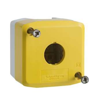 Harmony boite - 1 trou - couvercle jaune - fond gris clair - UL/CSA|Schneider Electric-SCHXALK01H7