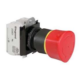 Coup de poing accrochage non lum Osmoz complet IP69 D40 EN 418 - pousser-tourne|Legrand-LEG023726