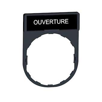 Harmony - porte-étiquette 30x40 + étiquette 'OUVERTURE' 8x27 - blanc/noir|Schneider Electric-SCHZBY2113