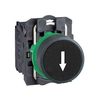 Harmony XB5 - bouton poussoir à impulsion - D22 - marqué - noir - 1F - vis|Schneider Electric-SCHXB5AA3351