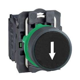 Harmony XB5 - bouton poussoir à impulsion - D22 - marqué - noir - 1F - vis|Schneider Electric-SCHXB5AA3351
