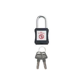 cadenas plastique noir anse metal 6mm clé identique A1|Catu-CATPM-6-38-BK-A1