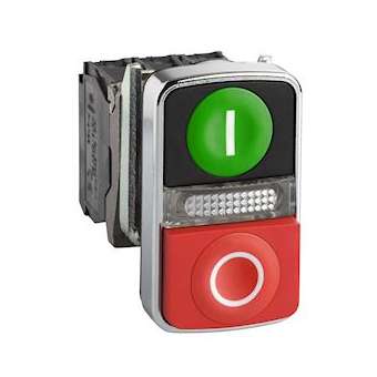 Harmony XB4 - bouton poussoir double touche + voyant blanc - 1F+1O - 24V|Schneider Electric-SCHXB4BW73731B5