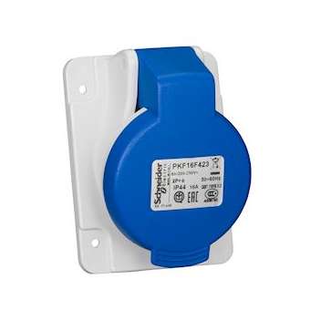 PratiKa - socle de prise inclinée -16A - 2P+T - 200-250 V CA- IP44 - à vis|Schneider Electric-SCHPKF16F423