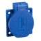 PratiKa - socle de prise NF 50x50mm - 2P+T 10-16 A - IP54 - connex. lat. - bleu
