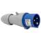 Fiche mobile droite P17 IP44 16A - 200V~ à 250V~ - 2P+T