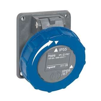 Prise fixe Hypra IP66/67-55 16A - 200V~ à 250V~ - 2P+T - plastique|Legrand-LEG051126