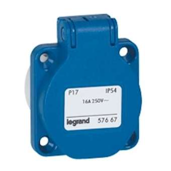 Prise à encombrement réduit P17 à brochage domestique IP54 16A - 250V~ - bleu|Legrand-LEG057667