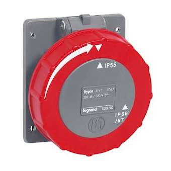 Prise à entraxes unifiés Hypra 3P+T IP66/67-55 - 380V~ à 415V~ - plastique|Legrand-LEG053050