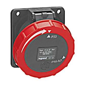 Prise fixe Hypra IP66/67-55 16A - 380V~ à 415V~ - 3P+T - plastique|Legrand-LEG051130